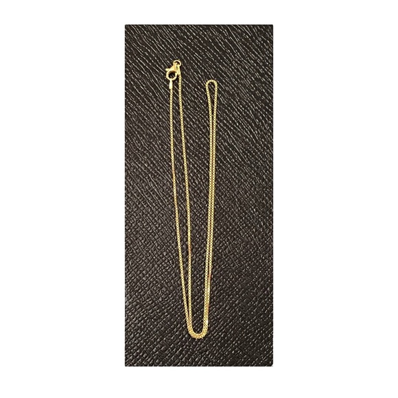 NEW 18K Gold Plated Box Chain Over 925 Silver .90mm Width & 50cm Long CHAIN ONLY - Picture 3 of 10